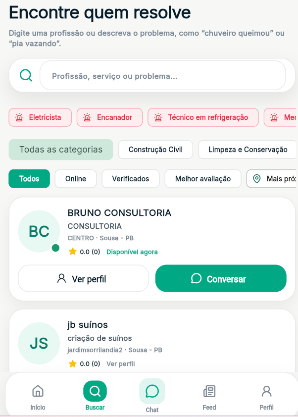 Busca de profissionais